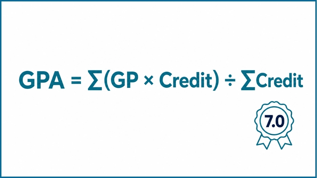 Diagram showing the Australian GPA formula on a 7 point scale
