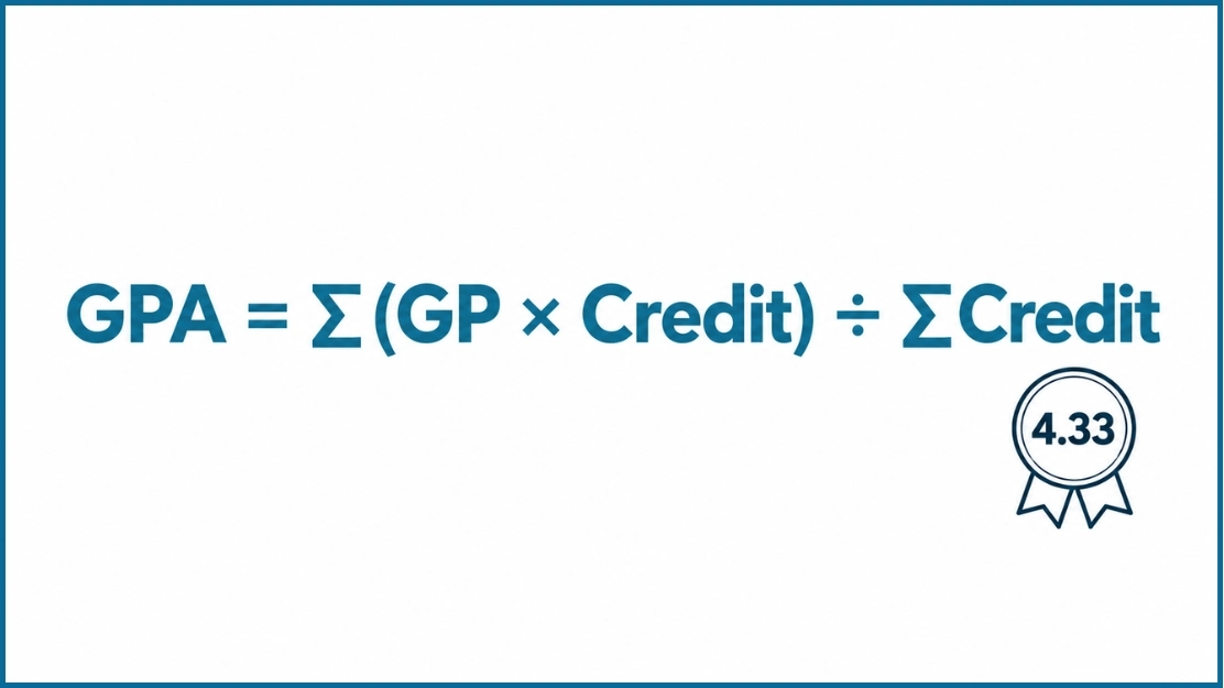 Diagram showing the Canadian GPA formula on a 4.33 scale