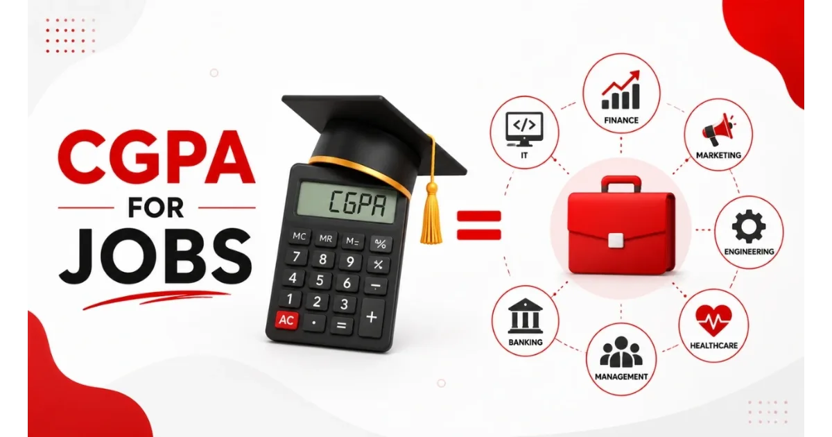 Table showing CGPA screening thresholds by industry including tech, finance and consulting in 2026