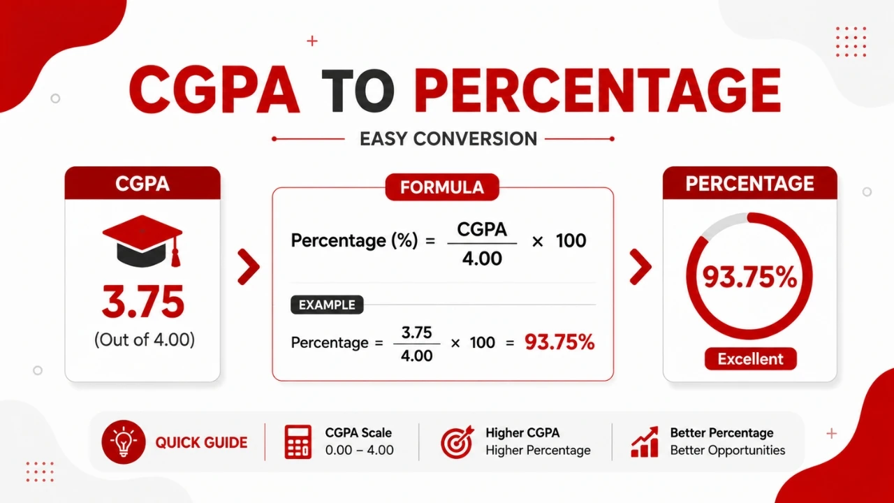 CGPA to percentage conversion formulas for CBSE, AICTE and US 4.0 scale with worked examples