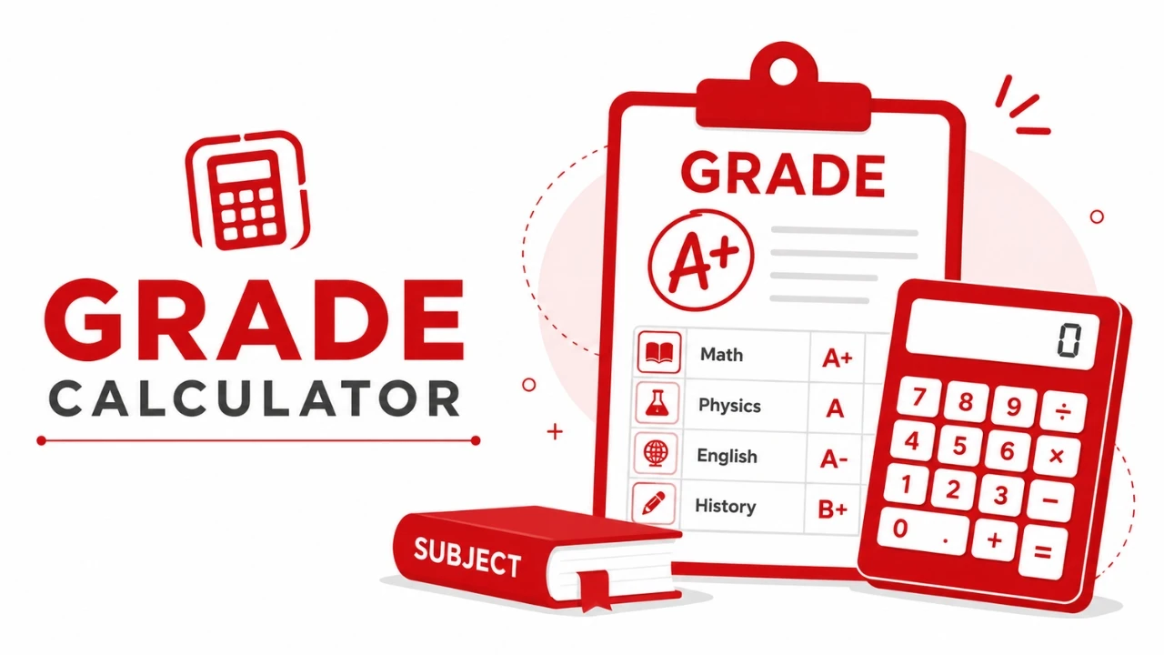 Grade calculator showing GPA, percentage and target grade prediction for multiple subjects